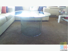 round mirrored glass table