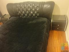 Diamond black leather bed