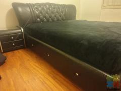 Diamond black leather bed