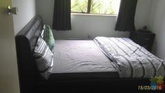 Bed and mattress, 2 side tables