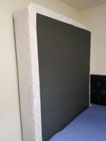 Queen size mattress base and leather headboard for sale.
