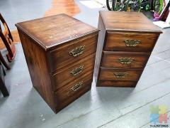 SELLING X2 BEDSIDE TABLES WITH NICE HANDLES(CAN DELIVER FOR $30)
