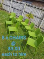 tables / chairs and more for hire