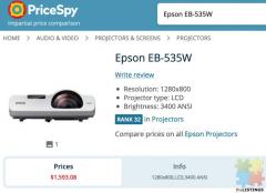 Epson projector EB-535W. RRP $1590