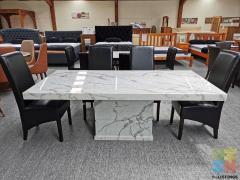 Brand New 7pcs Dining Suite Special, 1 x 2m marble table with 6 chairs