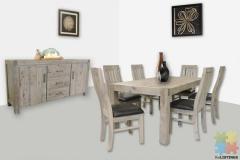 Mary Brushed White dining suite with 6 chairs