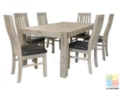 Mary Brushed White dining suite with 6 chairs