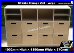Large 12 cube storage unit with 8x wooden boxes NEW