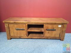 Brand New TV Entertainment Unit Solid Pine Wood Rough Sawn and Rustic (Woodlock)