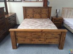 Brand New Solid Wooden Queen Bed Rustic Rough Sawn Finished - Woodlock