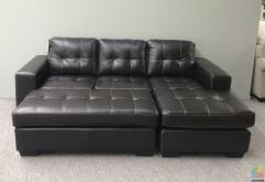 Brand New Leather Corner Lounge Suite with Ottoman Can Be Converted to Sofa Bed