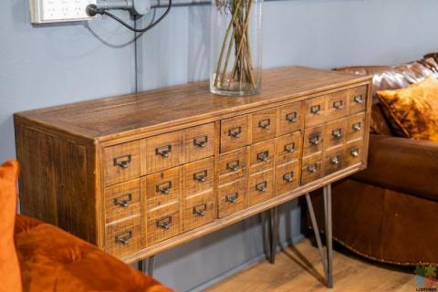 Reclaimed Fir Industrial Console – 6 Drawers