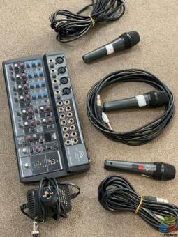 PROFFESIONAL WHARFDALE SYSTEM COMBO! WHARFDALE MIXER, 3x MICS