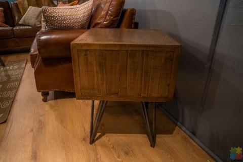Pharmacy Reclaimed FIR Side Table/Bedside Table – 2 Drawers