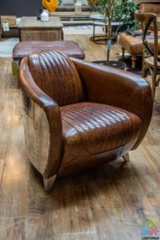Lancaster Aged Italian Leather Chair - Easter Sale