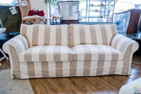 Delray 3 Seater Sofa Striped Natural