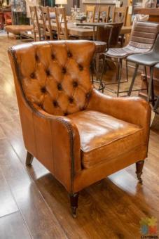 Bordeaux Arm Chair - Antique Light Brown Leather