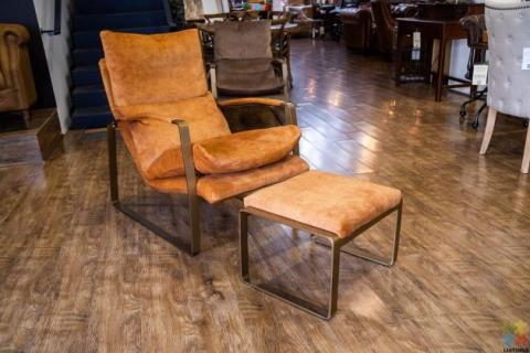 Sienna Chair & Ottoman Fabric Caramel