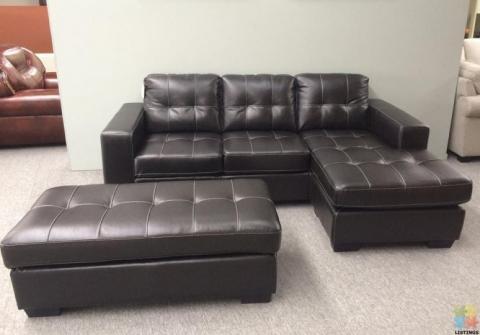 Brand New Leather Corner Lounge Suite with Ottoman