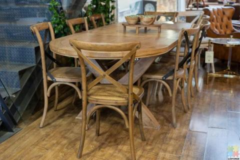 Oak Oval Extension Dining Table with Crossed legs