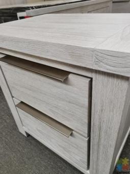 Brand New Bedside Table Grey White Washed Solid Wooden