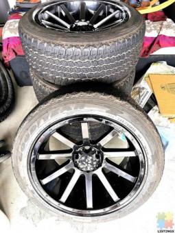 Super bargain. Set of 20x10" alloy wheels with Good year AT tyres. Like new.