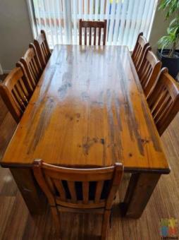Large Wooden Table + 8 Chairs