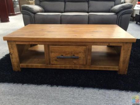 Brand New Coffee Table Solid Pine Wood Rough Sawn and Rustic