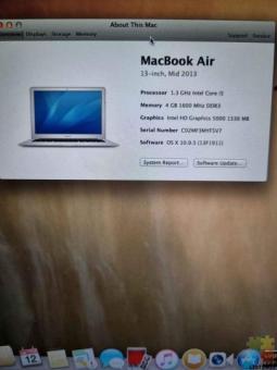 Macbook Air 13" 2013, 4GB 1.3ghz 120GB hd
