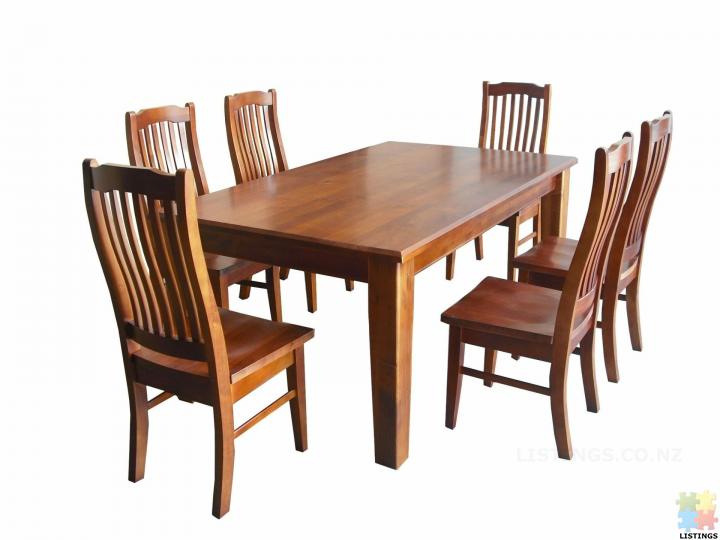 Solid NZ Pine 7Pcs Dining Suite-Natural - 1/1
