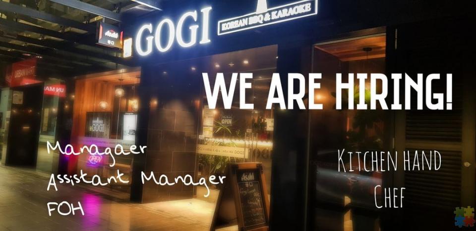 We are hiring- Gogi Korean BBQ Restaurant - 1/1