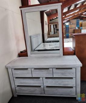 Brand New Dressing Table with Mirror White Washed Solid Wooden