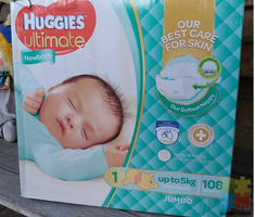 Huggies Ultimate Newborn Nappies - 108 Pack