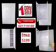 ONE DAY SUPER DEAL - GRAB IT NOW!! WARDROBE WITH MIRROR - WHITE