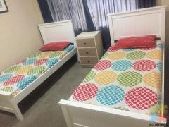 Single Wooden Bed Frames (near New Condition) with Foam Mattresses for Sale